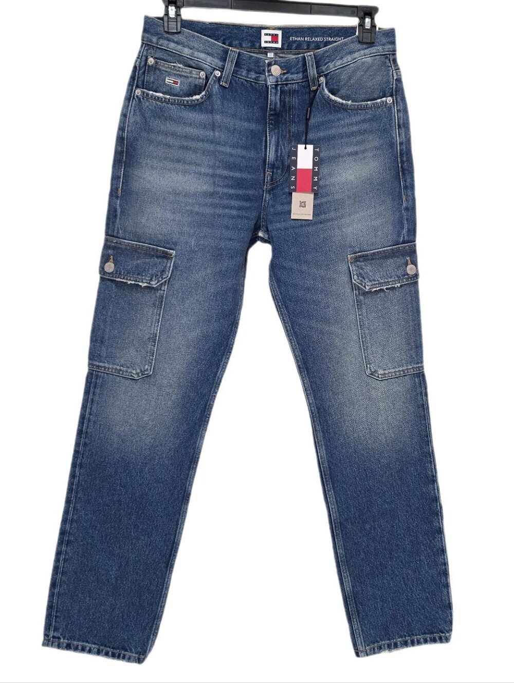 Tommy Hilfiger Men's Y2K Ethan Relaxed Straight Leg Cargo Jeans Wash Blue 32x32